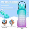 Picture of Fidus Large 1 Gallon Motivational Water Bottle with Paracord Handle & Removable Straw - BPA Free Leakproof Water Jug with Time Marker to Ensure You Drink Enough Water Throughout the Day-Green/Purple