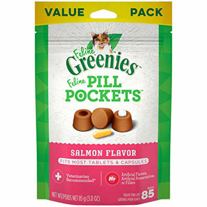 Picture of FELINE GREENIES PILL POCKETS for Cats Natural Soft Cat Treats, Salmon Flavor, 3 oz. Pack (85 Treats)