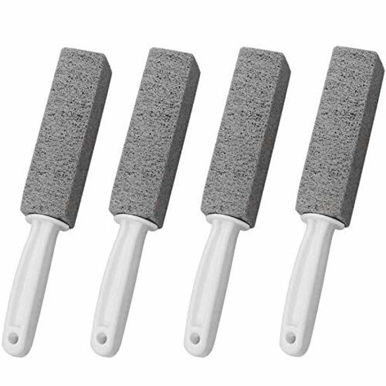 Picture of Pumice Cleaning Stone with Handle, Toilet Bowl Ring Remover Cleaner Brush Stains and Hard Water Ring Remover Rust Grill Griddle Cleaner for Kitchen/ Bath/ Pool/Household Cleaning 4 Pack