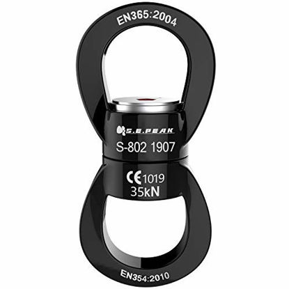 Picture of Swing Swivel 35kN Safest Rotational Device, Swing Spinner, Carabiner Swivel, Climbing Rope Swivels for Childrens Web Tree Swing Setting, Aerial Dance, Hanging Hammock by PROND (A - Black)