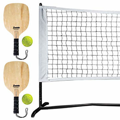 Picture of Franklin Sports Half Court Size Pickleball Net by Franklin Pickleball - Includes 10ft Net, (2) Paddles, and (2) X-40 USA Pickleball Approved Pickleballs