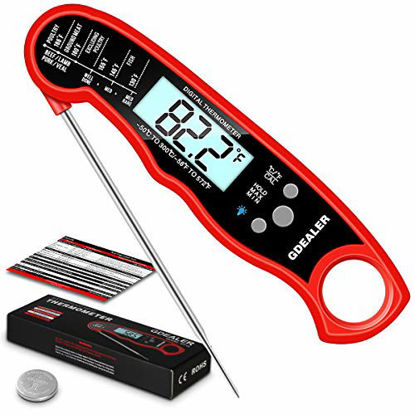 Picture of GDEALER DT15 Waterproof Digital Instant Read Meat Thermometer Ultra-Fast Cooking Food Thermometer with 4.6 Folding Probe Calibration Function for Kitchen Milk Candy, BBQ Grill, Smokers