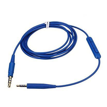 Picture of Replacement Inline Mic Remote Volume Control Audio Cable Cord Line for Bose SoundTrue Soundlink QC25 QC35 OE2 Headphoes with Iphone devices(Blue MIC)