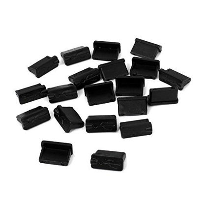 Picture of Onwon 20 Pcs Black Rubber USB A Type Female Anti Dust Cover Protector Plugs Stopper Cover