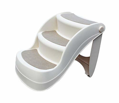 Picture of MaxWorks 50533 3-Step Non-Slip Foldable Pet Stairs, White