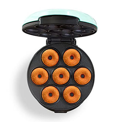 Picture of Dash Mini Donut Maker Machine for Kid-Friendly Breakfast, Snacks, Desserts & More with Non-stick Surface, Makes 7 Doughnuts - Aqua