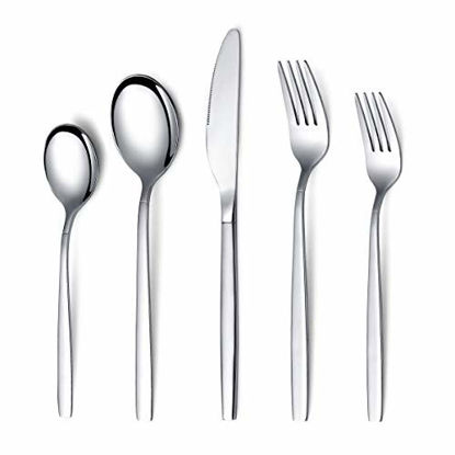 Picture of Berglander Flatware Set 40 Pieces, Stainless Steel Flatware Set, Silverware Set Service For 8