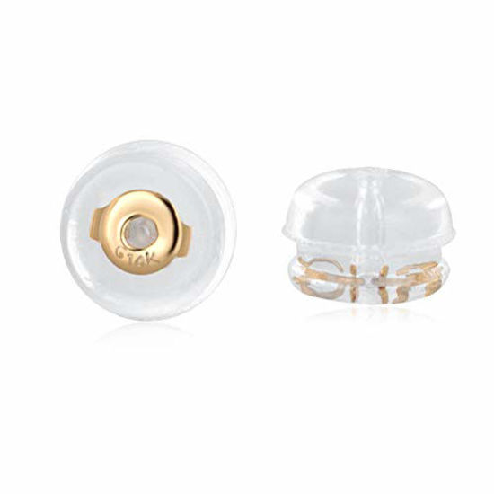 Picture of Real Gold Earring Backs Hypoallergenic Soft Clear Silicone Earrings Backings Replacements Secure Safety for Studs