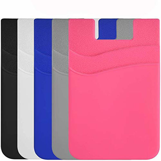 Picture of Phone Card Holder,Cell Phone Silicone Wallet Stick-on ID Business Credit Card Pocket for Smartphones