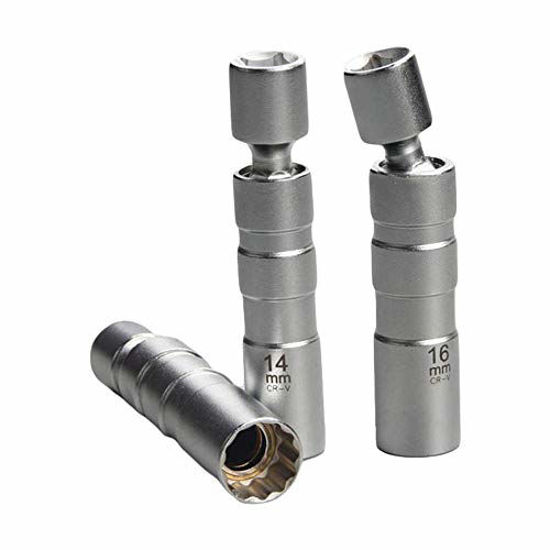 Picture of QISF 14MM & 16MM Thin Wall Magnetic Swivel Spark Plug Socket - 3/8-Inch Drive 12-Point Spark Plug Socket Removal Tool - Swivel Extension Permits Access to Most Confined Areas