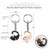 Picture of Jovivi 2pcs Stainless Steel Couples Keychains Black Rose Gold Cat Puzzle Piece Matching Couple Keychain Set Yin Yang Matching Puzzle Keychain His & Her Lover Gift