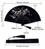 Picture of Amajiji 8.27"(21cm) Hand Held Bamboo Silk Folding Fan Hand Fan,Chinese/Japanese Charming Elegant Vintage Retro Style,Women Ladys Girls Best Gifts (Black-1)