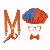 Picture of Blippi Costume Roleplay Accessories, Perfect for Dress Up and Play Time - Includes Iconic Orange Bow Tie, Suspenders, Hats and Glasses, for Young Children and Toddlers - Roleplay Set