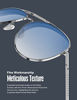 Picture of LUENX Aviator Sunglasses for Mens Womens Polarized Gradient Blue Lens Metal Silver Frame 60mm