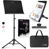 Picture of CAHAYA 4 in 1 Dual-use Sheet Music Stand & Desktop Book Stand Metal Portable Solid Back with Carrying Bag, Sheet Music Folder & Clip, Projector Stand, Laptop Stand, Bible Book Stand, Tablet Stand