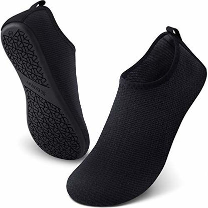 Picture of SEEKWAY Water Shoes Women Men Adult Quick-Dry Aqua Socks Barefoot Non Slip for Beach Swim River Pool Lake surf Black SK002(U) 8.5-9.5 Women/7.5-8.5 Men