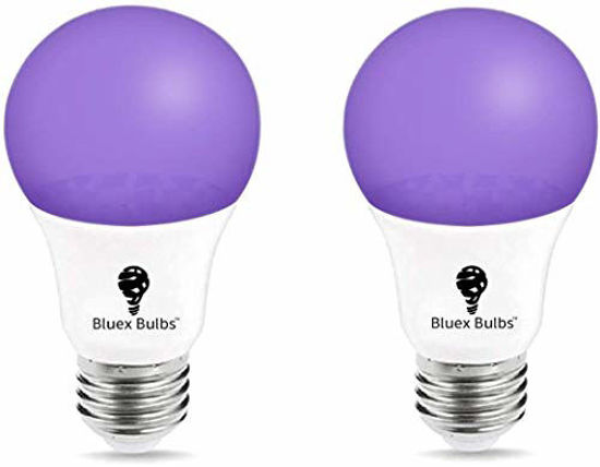 Picture of Bluex Bulbs 2 Pack LED Black Light Bulb, 9W A19 E26 Blacklight Bulb Level 385-400nm, Body Paint, Glow in The Dark LED Light Bulb Neon Glow Fluorescent Poster Black Bulb (2 Pack)