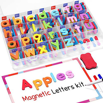 Picture of Gamenote Classroom Magnetic Alphabet Letters Kit 234 Pcs with Double - Side Magnet Board - Foam Alphabet Letters for Preschool Kids Toddler Spelling and Learning Colorful