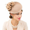 Picture of F FADVES Wedding Wool Pillbox Fascinators Felt Fedora Hat Women Flower Derby Church Tilt Hats Khaki