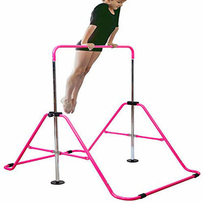 Picture of RELIANCER Expandable Gymnastics Bars Junior Training Bar Adjustable Height Gymnastic Horizontal Bars Children Folding Training Monkey Bars Child Gym Climbing Tower Kip Balance Bar for Kids Gymnasts