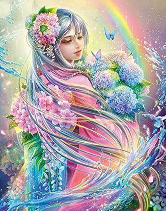 Picture of AIRDEA DIY 5D Fairy Diamond Painting Kits for Kids Flowers Round Drill Diamond Art Rainbow Gem Painting for Adults Craft Crystal Rhinestone Embroidery for Home Wall Decor 30x40 cm