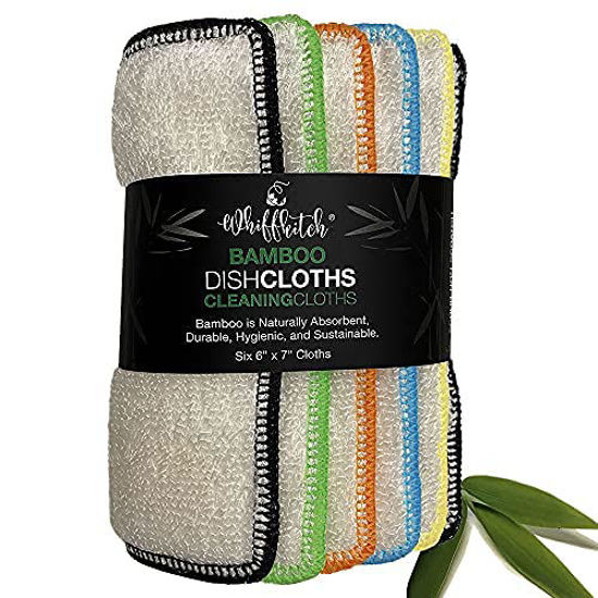 Picture of Whiff Botanicals Bamboo Dishcloths & Kitchen Cloths, Reusable, Scrubbing Power, Naturally Hygienic, Washable Absorbent Durable, Sustainable, Cleaning Essentical, Dish Rags, Replace Your Sponge