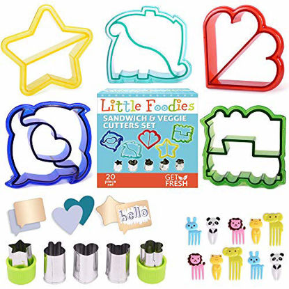 Picture of Sandwich Cutters for Kids, 20-Piece Set, 5 Kid Sandwich Cutters Shapes, 5 Vegetable Cutters Shapes, 10 Bento Deco