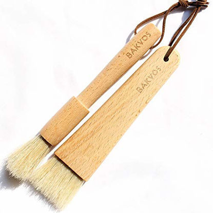 Picture of BAKVOS Pastry Brushes With Natural Wood and Bristles,Baking Brushes,Cooking Brushes,Food Brushes,Round and Flat,2 Pack