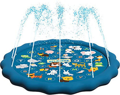 Picture of SplashEZ 3-in-1 Splash Pad, Sprinkler for Kids, and Wading Pool for Learning - Childrens Sprinkler Pool, 60 Inflatable Water Toys - from A to Z Outdoor Swimming Pool for Babies and Toddlers