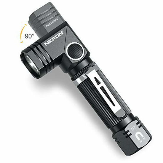 Picture of Flashlight, NICRON N7 600 Lumens Tactical Flashlight, 90 Degree Mini Flashlight Ip65 Waterproof Led Flashlight 4 Modes- Best High Lumens are for Camping, Outdoor, Hiking Not Including BatteriesGift