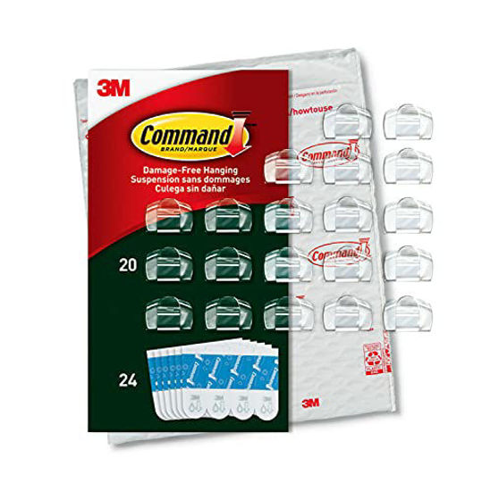 Picture of Command Outdoor Light Clips, Clear, 20-Clips, 24-Strips, Decorate Damage-Free