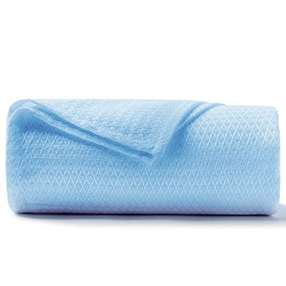 Picture of DANGTOP Cooling Blankets, Queen Size 100% Bamboo Blanket for All-Season, Cooling Blanket Absorbs Body Heat to Keep Cool on Warm Night, Ultra-Cool Lightweight Blanket for Bed (79X91 inches, Blue)