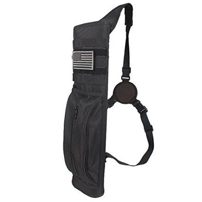 Picture of KRATARC Archery Multi-Function Heavy Duty Back Arrow Quiver with Molle System Shoulder Hanged Target Shooting Quiver for Arrows (Black- for Right-Handed)