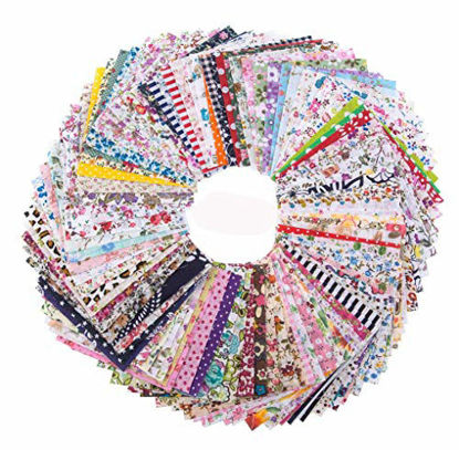 Picture of Penta Angel 4 x 4 Inch/10 x 10cm 100 Pieces Assorted Pre-Cut Printing Cotton Cloth Square Bundle Quilt Craft Fabric Patchwork DIY Sewing Scrapbooking Quilting Dot Pattern (100 pcs)