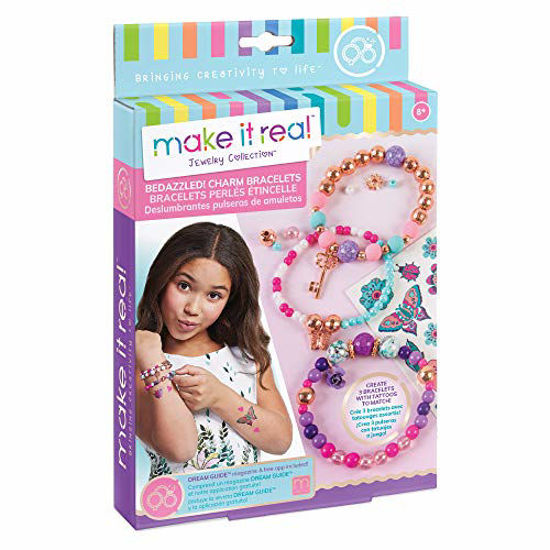 Picture of Make It Real - Bedazzled! Charm Bracelets - Blooming Creativity. DIY Charm Bracelet Making Kit for Girls. Arts and Crafts Kit to Create Unique Tween Bracelets with Beads, Charms & Tattoo Stickers