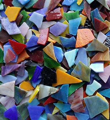 Picture of Lanyani Glass Mosaics Pieces Stained Glass, Assorted Colors and Shapes, 1kg/35 Ounce