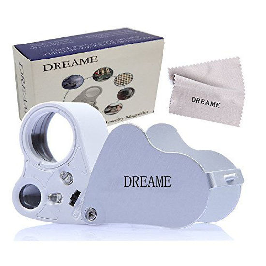 DREAME 30X 60X LED Light Illuminated Jewelers Eye Loupe Magnifier, Foldable Jewelry  Magnifier for Gems Jewelry