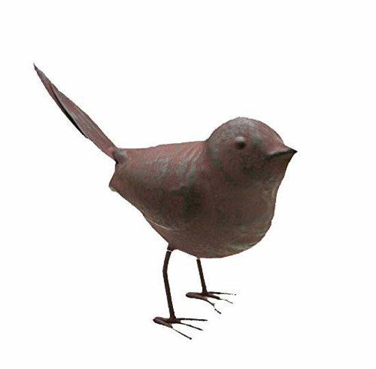 Picture of Colonial Tin Works Decorative Small Cute Songbird Song Bird Statue Figurine Home Décor, 5.5" x 4" x 2", Rust/Brown