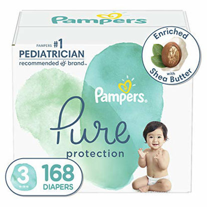Picture of Diapers Size 3, 168 Count - Pampers Pure Protection Disposable Baby Diapers, Hypoallergenic and Unscented Protection, ONE Month Supply (Packaging & Prints May Vary)