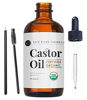 Picture of Castor Oil (2oz), USDA Certified Organic, 100% Pure, Cold Pressed, Hexane Free by Kate Blanc Cosmetics. Stimulate Growth for Eyelashes, Eyebrows, Hair. Skin Moisturizer & Hair Treatment Starter Kit