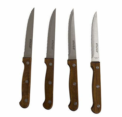 Picture of IMUSA USA Wood IMU-71014 4-Piece Serrated Steak Knives Handle, 4pc