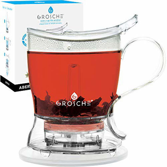 Picture of GROSCHE Aberdeen PERFECT TEA MAKER Tea pot with coaster, Tea Steeper, Easy Tea Infuser, 17.7 oz. 525 ml, EASY CLEAN Tea Steeper, BPA-Free teapot