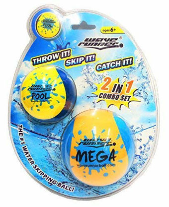 Picture of Wave Runner Soft Foam Water Skipping Ball | 2-Pack Bundle | Speed Duo Set Includes Two Water Bouncing Balls Mega Ball & Grip Ball | Great Summer Toy for Beach Swimming Pool River Lake