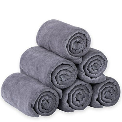 Picture of JML Microfiber Bath Towel Sets, 27" x 55" -Extra Absorbent, Fast Drying, Multipurpose for Swimming, Fitness, Sports, Yoga, 6 Pack-Grey 6 Count