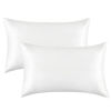 Picture of Bedsure Satin Pillowcase for Hair and Skin Queen - Pure White Silk Pillowcase 2 Pack 20x30 inches - Satin Pillow Cases Set of 2 with Envelope Closure