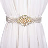 Picture of Felice Ann Women Pearl Decoration Glitter Rhinestone Elastic Waist Belt Sash Wedding Bridal Evening Dress Belt