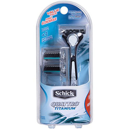 Picture of Schick Quattro Titanium Razor for Men Value Pack with 1 Razor and 3 Razor Blade Refills