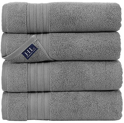 Picture of Hammam Linen Cool Grey Bath Towels 4-Pack - 27x54 Soft and Absorbent, Premium Quality Perfect for Daily Use 100% Cotton Towel