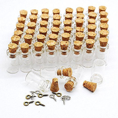 Picture of CTKcom 100pcs 0.5ml-Extra Mini Tiny Clear Glass Jars Bottles with Cork Stoppers, Glass Bottles for Decoration, Arts & Crafts, Projects, Party Favors,100 Botlles + 100 Screws