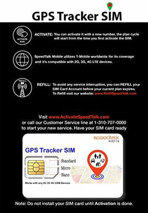 Picture of SpeedTalk Mobile GPS Tracker SIM Card Starter Kit | 3 in 1 Universal Simcard: Standard, Micro, Nano for Kids Senior Pet Car Fitness Activity 5G 4G LTE Tracking Devices | No Contract